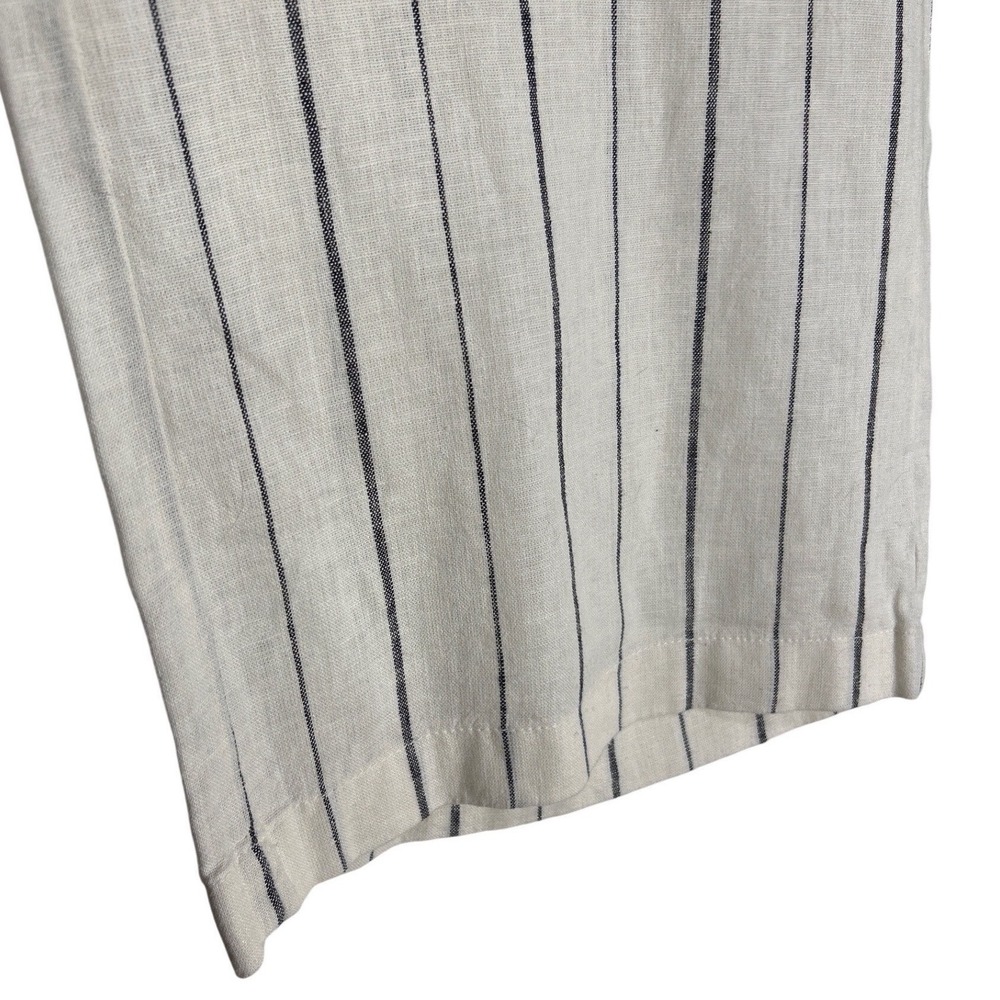 Gap High Rise Linen Blend Trousers Side Button Wide Leg Ivory Stripe Size 18 EUC - Picture 6 of 11